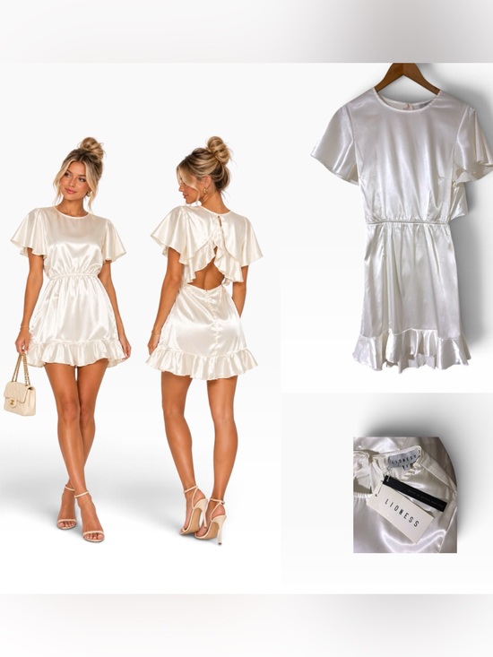Lioness Dresses & Skirts - Lioness Satin Ruffle Cutout Back Mini Dress - Size Small